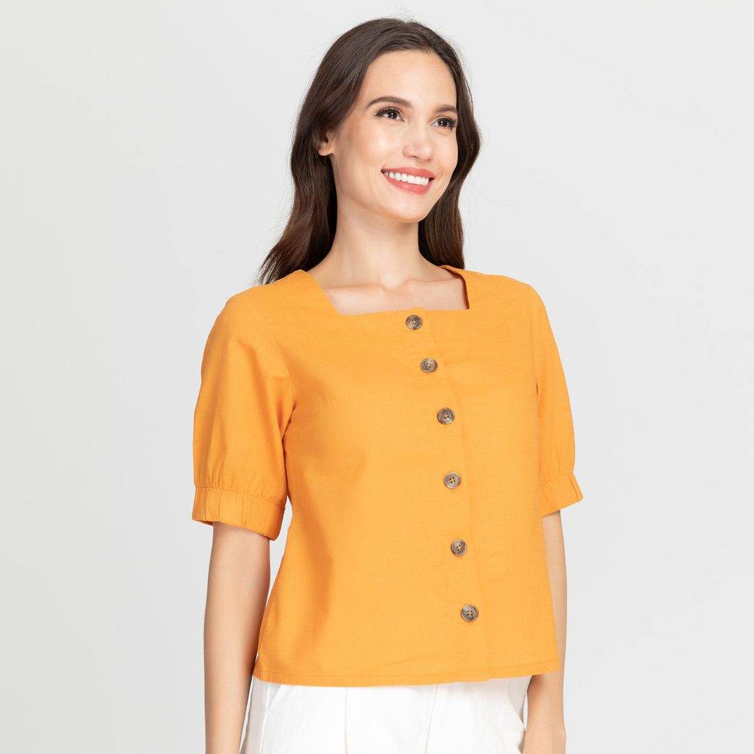 square neck button top • GoBasic